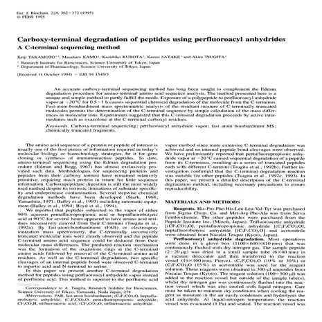 Carboxy-terminal Degradation of Peptides using Perfluoroacyl Anhydrides : C-T...