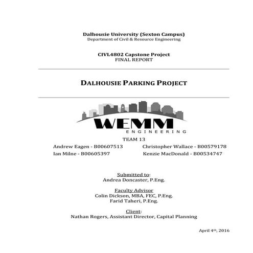 Dalhousie Parking Project Final Report