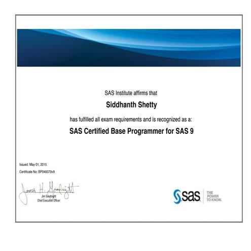 sas base certificate | PDF