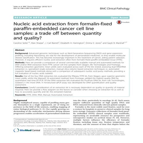 Nucleic acid extraction from FFPE cell blocks 