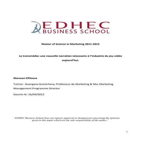 Master Thesis Transmedia and Videogames