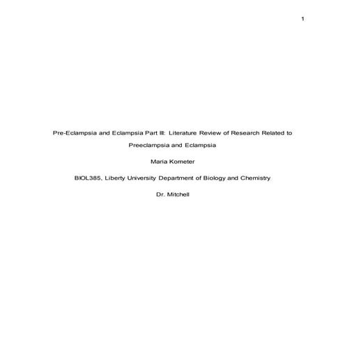 Literature Review of Eclampsia Cases