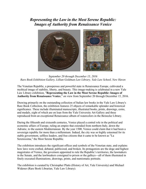 Representing the Law, press release