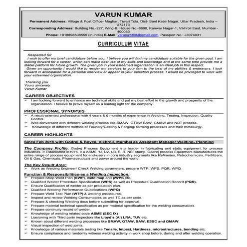 varun kumar resume
