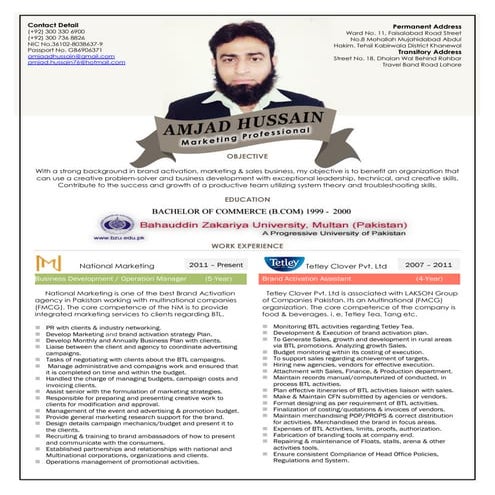 Resume Amjad Hussain