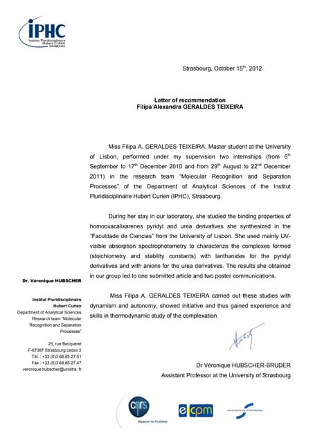 Letter of recommendation  