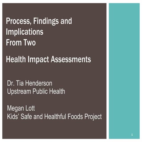 Process, Findings and Implications from Two Health Impact Assessments: Inform...