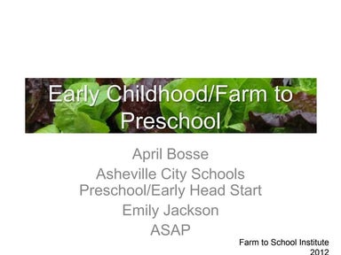 Farm to School Institute: Early Childhood Workshop