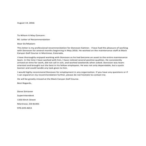 Recommandation Letter Sheraton Tianjin.PDF