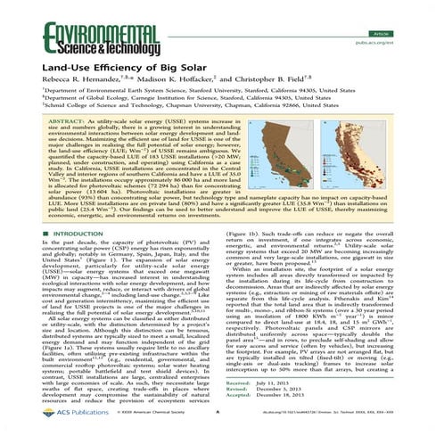 Hernandez et al., 2014, ES&T Land-Use Efficiency of Big Solar