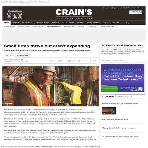 Crain's New York Business Article (11-2014)