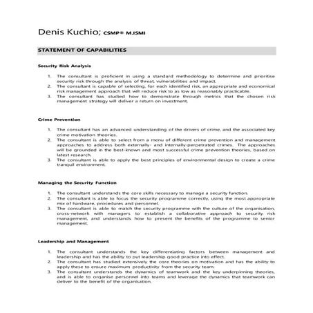 CSMP Certified Practitioner Statement of Capabilities | PDF