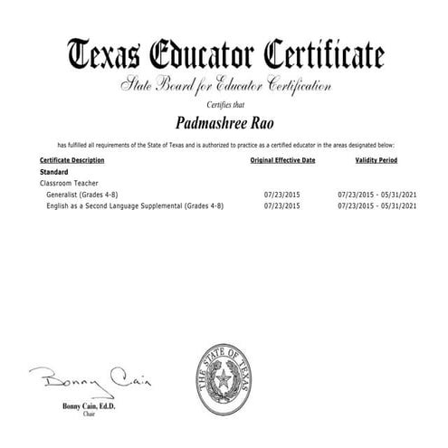 TEA Certificate | PDF