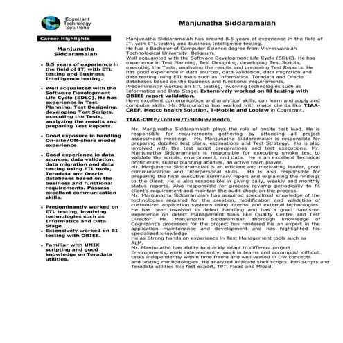 CV - Manjunatha Siddaramaiah