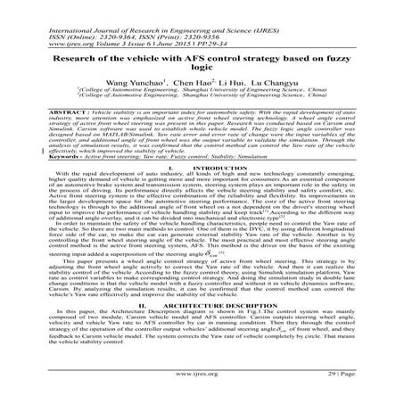 Research of the vehicle with AFS control strategy based on fuzzy logic