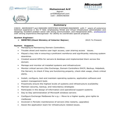 Arif-Resume 8+