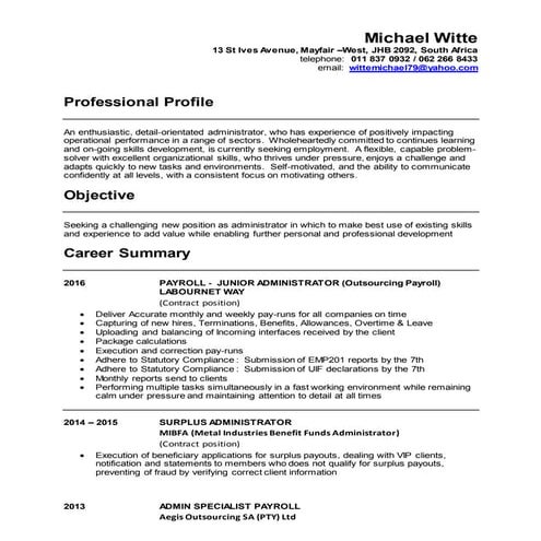 CV  MICHAEL WITTE. 2016