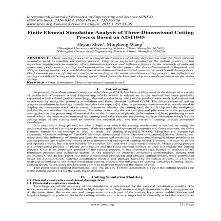 Simulation and Analysis of 45 Steel Cutting Force On Turning Cutting ...