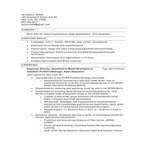 Jayson Rome Resume 052015 | DOCX