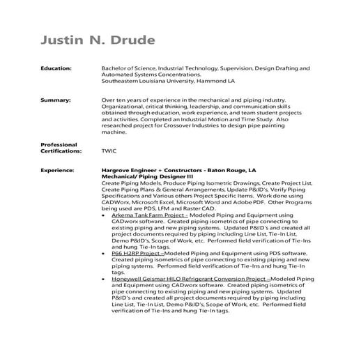 Justin N Drude Resume 10-16