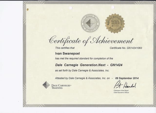 Dale Carnegie Certificate 2014 PPT Dale Carnegie Certificate 2014 PPT