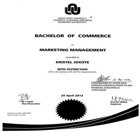 Degree & Honorary Colous Certificate