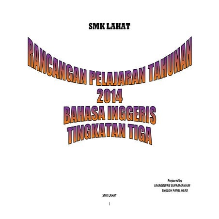 Form 3 English Language Scheme of Work with DSP 2014