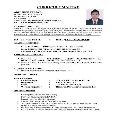 Health And Safety Officer Resume Examples & Writing Guide for 2025 | PDF