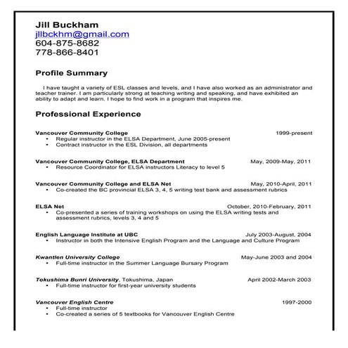 resume, June 2015