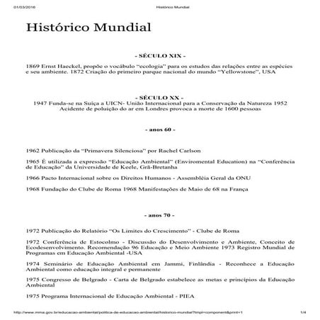 Histórico mundial