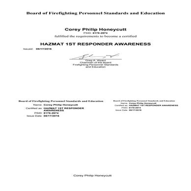 HAZMAT 1st Responder - Awareness