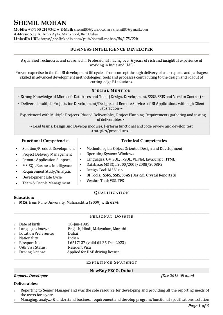 Cv Of Shemil Mohan