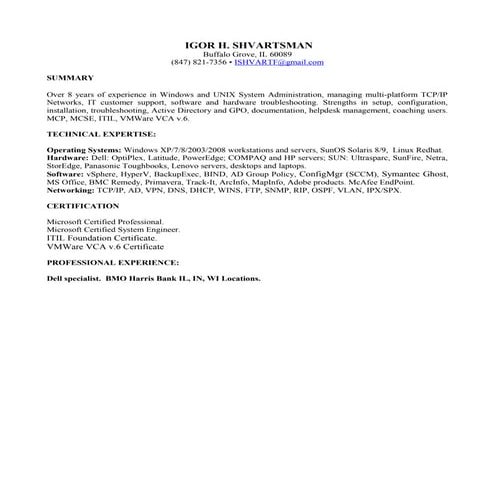 I. Shvartsman resume 2016