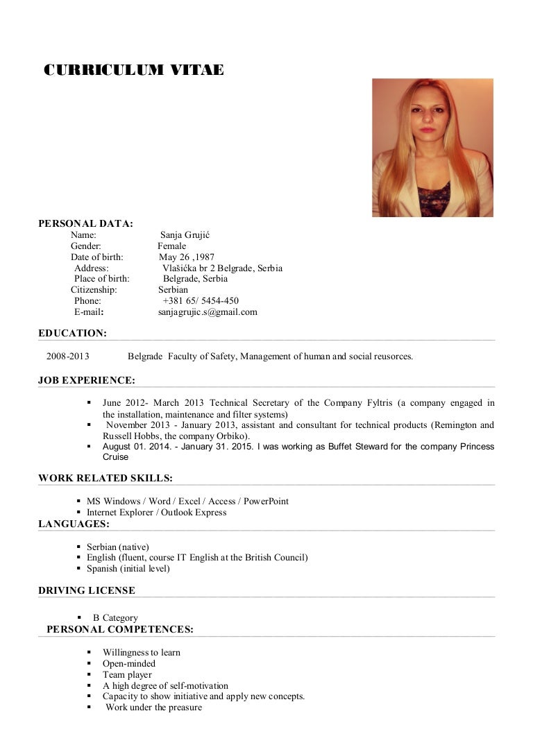 Sanja Cv English
