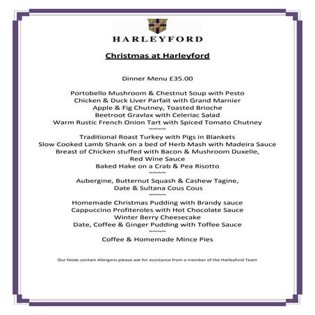 Christmas Dinner Menu
