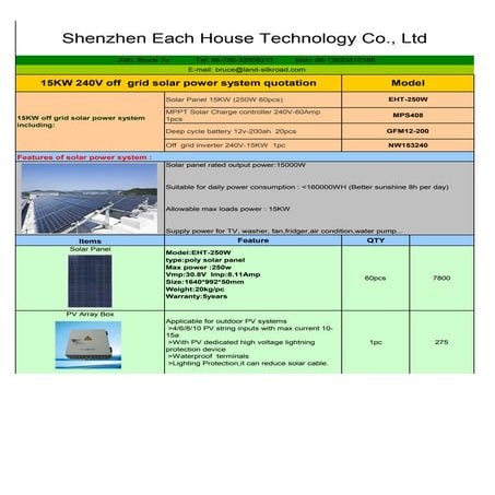 EHT 20KW 240V off grid solar power system quotation | PDF