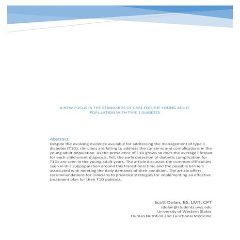 SDolan_A New Focus in the Standards of Care Set Forth for T1Ds in Transition