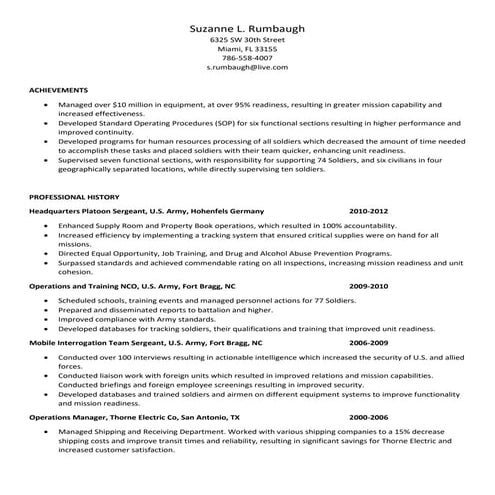 Suzanne Rumbaugh Resume