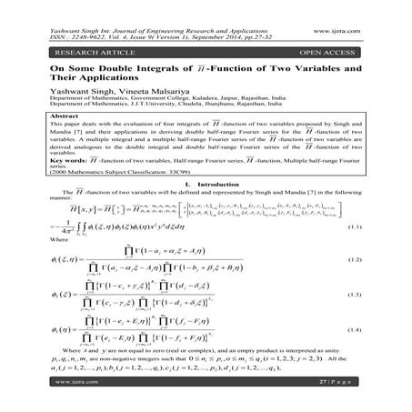 On Some Double Integrals of H -Function of Two Variables and Their Applications
