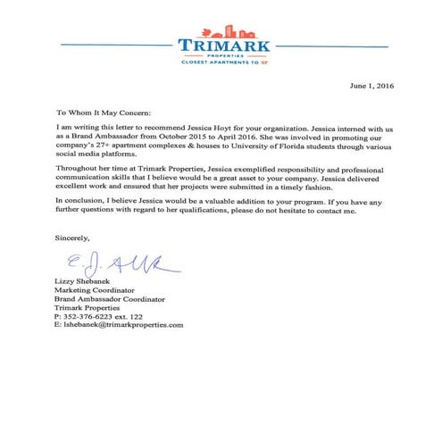 Trimark Reference Letter | PDF