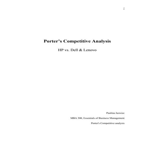 Porter’s Competitive Analysis