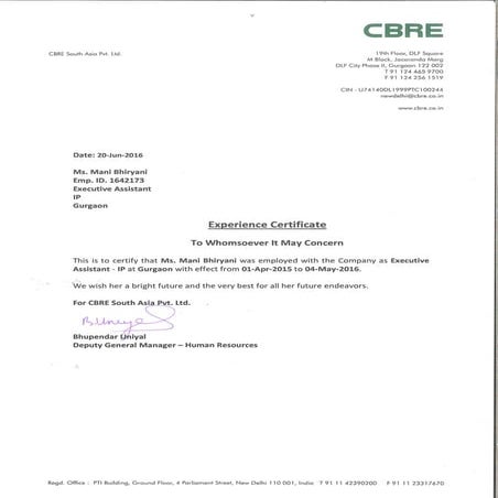 L&T Experience Certificate | PDF