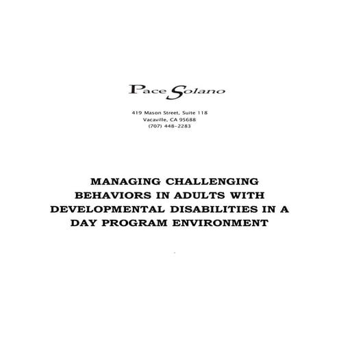 Managing Challenging Behaviors in Adults with Developmental Disabilities in a...