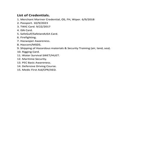 List of Credentials 2 | PDF