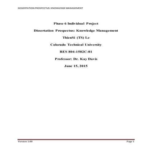 RES804 P6 Individual Project - Prospectus