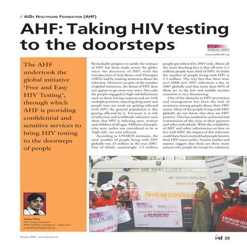 Dilshad Article - AHF- Taking HIV Testing to doorsteps
