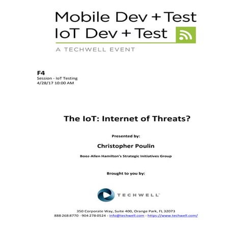The IoT: Internet of Threats?