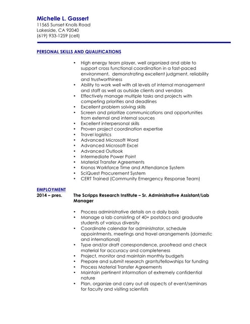 Michelle Gassert Résumé 2015