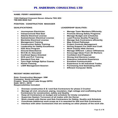 Anderson, Perry - PLA   E & I Construction Manager CV 2015 - Copy