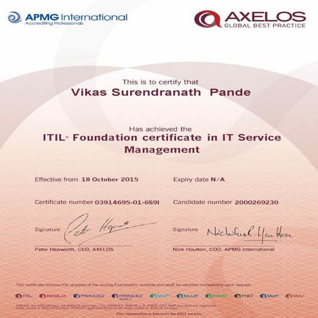ITIL CERTIFICATE